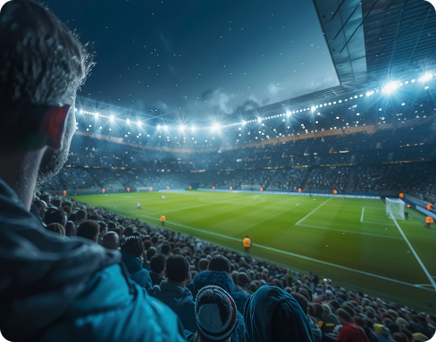 Vista de un estadio de fútbol masivo